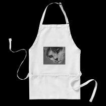 Tara - Black and White Cat Art aprons