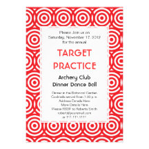 Target Practice Archery Club Event Bright Red Invitation