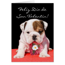 Tarjeta de San Valentin con cachorro bulldog Card