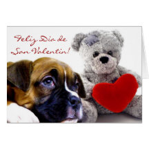 Tarjeta de San Valentin con cachorros boxer Greeting Cards