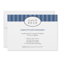 Tasteful blue stripe graduation class invitation invitations