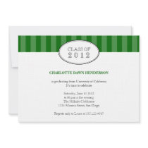 Tasteful green stripe graduation class invitation invitations