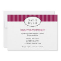 Tasteful maroon stripe graduation class invitation invitations
