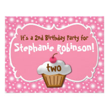 Tastey Frosted Cupcake 2nd Birthday Personalised Announcements