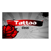 Tattoo Business Card Red Rose Grey