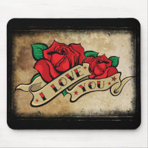 Tattoo I Love You Rose Mousepad