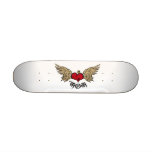 Tattoo Mum Crowned Heart with Wings Skateboard Deck