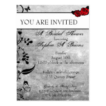 Tattoo Rose and Fluers Bridal Shower Invitation Post Card