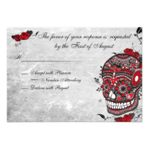 Tattoo Rose & Fluers Muerte Skull Reception Card
