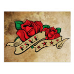 Tattoo Rose on Vintage Paper RSVP Postcards