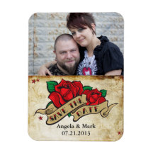Tattoo Rose Save the date Photo Magnet