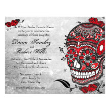 Tattoo Style Muerte Skull and Flourishes Invite