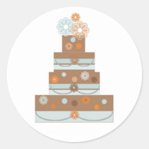 Taupe and Blue Wedding Cake Embellishment Round Sticker