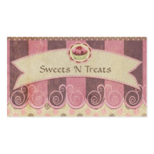 Taupe Pink Cupcake Bakery Business Card