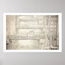 Taxi Down The Chicago River Poster