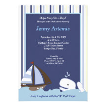 {TBA} Ahoy Mate Sailboat Boat Nautical Baby Shower Personalized Invitations