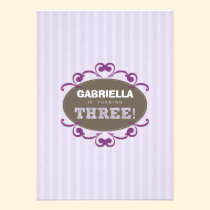 {TBA} Chic Turning 3 Birthday Party Invite (lilac) invitations