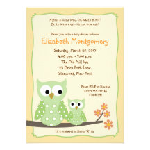 {TBA}HOOT OWLS Green Neutral Baby Shower 5x7 Personalized Announcement