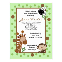 {TBA} Jungle Adventure Safari Baby Shower Postcard