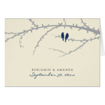 {TBA} Love Birds Custom Thank You Card (navy blue)