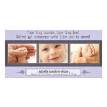 {TBA} Tiny Hands, Tiny Feet Birth Announcement Photo Card Template