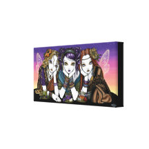 Tea For Three Urban KiKi Party Fairies Canvs Print Stretched Canvas Prints