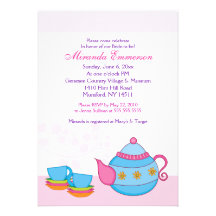 Tea For Two Tea Party Bridal Shower 5x7 Personalized Invite