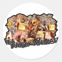 Tea Party Animal (cutout) Round Stickers
