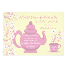 Tea Party Bridal Shower and recipe cards Personalized Announcements