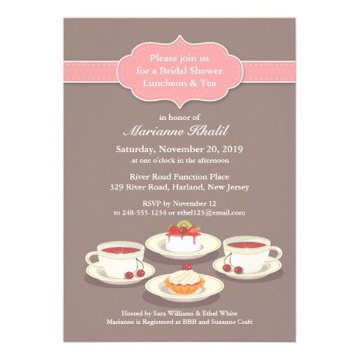Tea Party Bridal Shower Flat Invitation