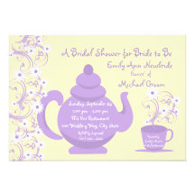 Tea Party Bridal Shower with recipe card Custom Invite