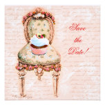 Tea Party Cupcake & Chair Custom Invitations