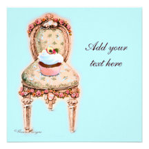 Tea Party Cupcake Victorian Design Invitations