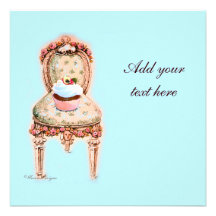 Tea Party Cupcake Victorian Design Invitations