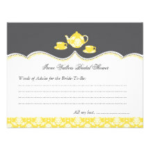 Tea Pot Bridal Shower Advise Card Custom Invite