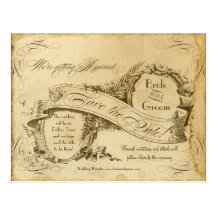 Tea Stained Vintage Wedding 1 - Save the Dates Post Card