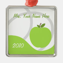 Teacher Christmas Ornament - Green Apple