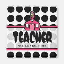 Teacher Magnet - Black Polka Dot