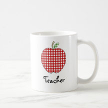 Teacher Mug - Red Gingham Apple