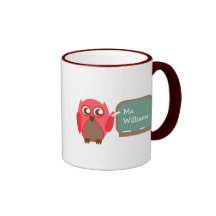Teacher Mug - Red Owl at Chalkboard