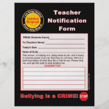 Teacher Notification Form For Bullying Flyer Design