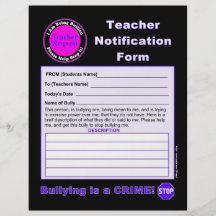 Teacher Notification Form For Bullying Custom Flyer