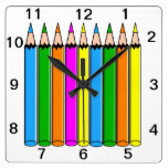 Teacher's Coloured Pencils Clock