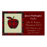 Teacher's Red Plaid Apple Business Card