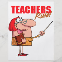 teachers rule female teacher cartoon personalized flyer