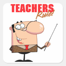 teachers rule male teacher character square stickers