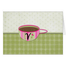 Teacup Monogram V Card