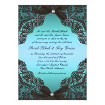 Teal and Black Lace wedding invitation