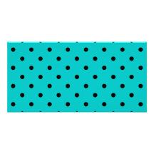Teal and Black Polka Dot Pattern. Custom Photo Card