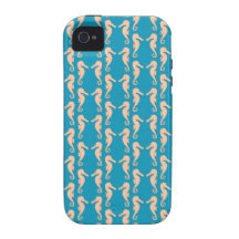 Teal and Peach Colour Seahorse Pattern. iPhone 4/4S Cover